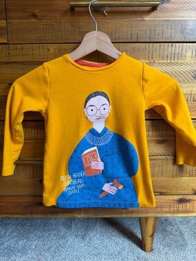 Piccolina Ruth Bader Ginsburg Graphic Long-Sleeve Kids Top - Mustard Yellow